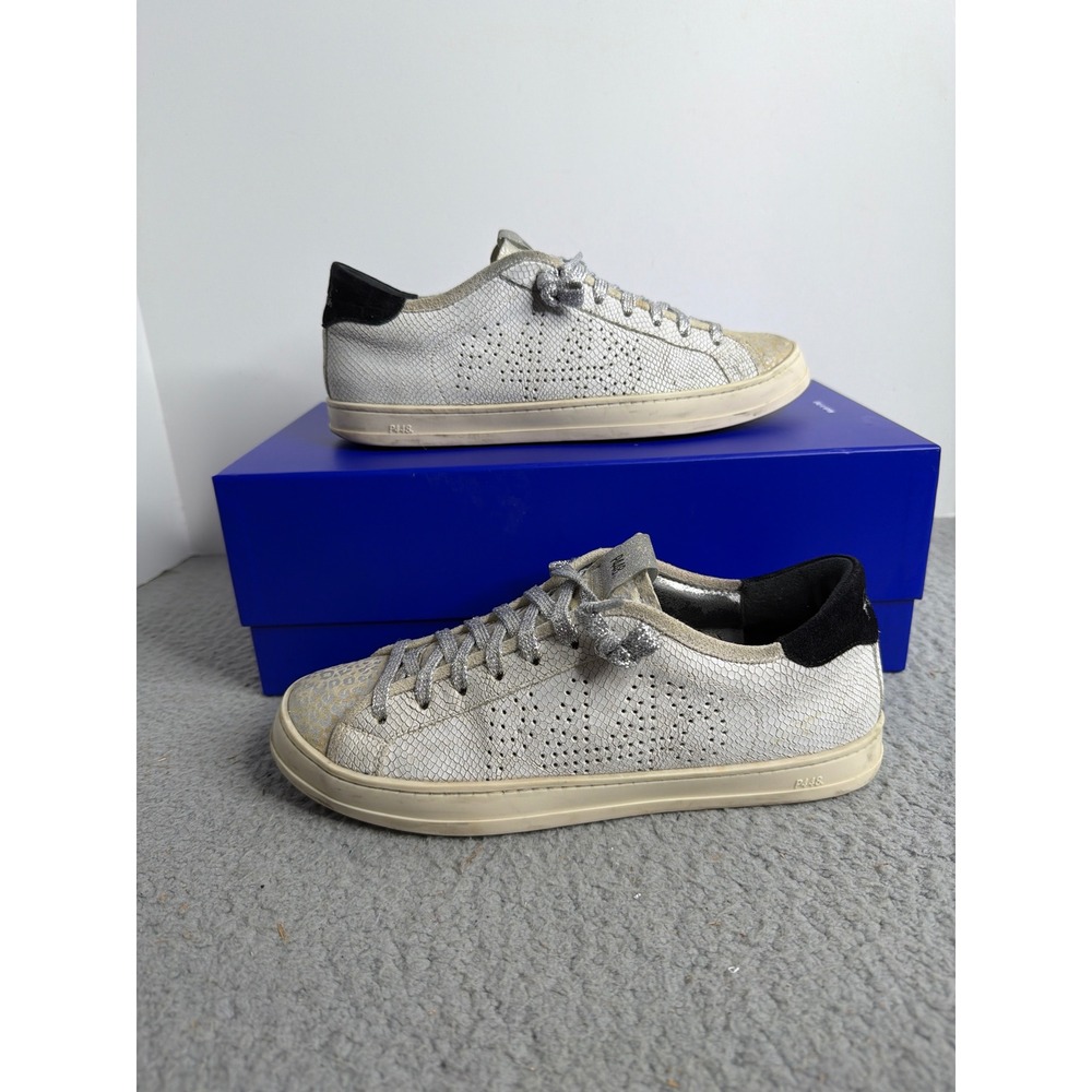 P448 John Silver Snakeskin Leopard John Sneakers Italian Womens 39 Shoes 8.5 US